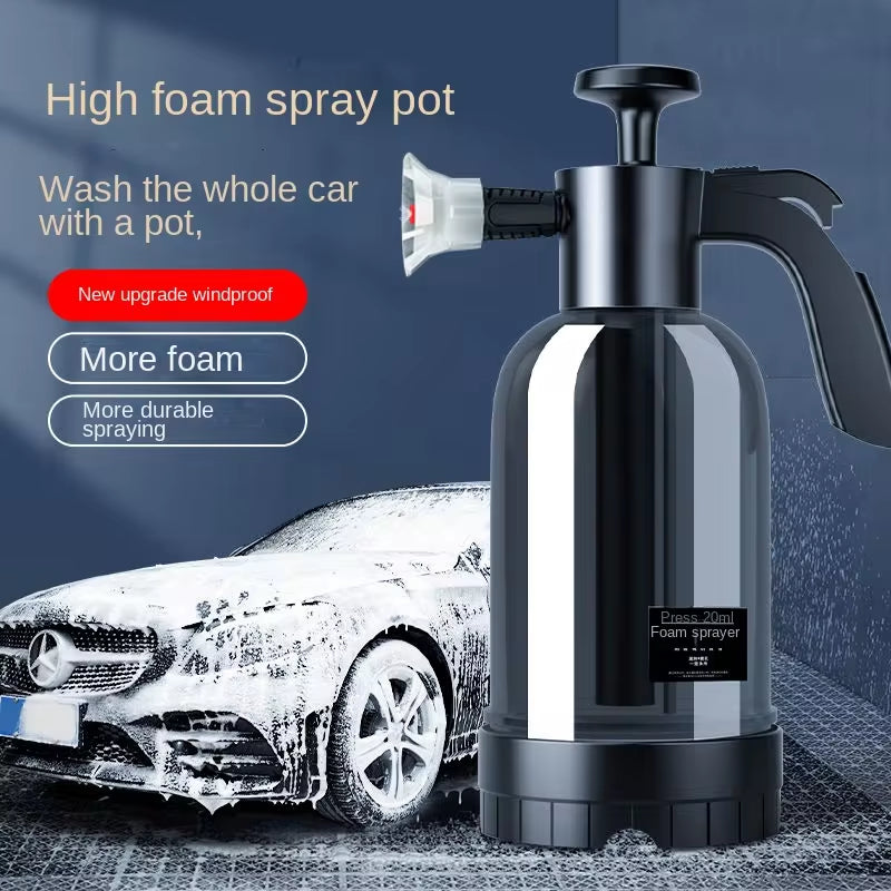 "2L Hand Pump Foam Sprayer - Versatile Foam Cannon with 3 Nozzle Types for Ultimate Car Wash & Window Cleaning!"