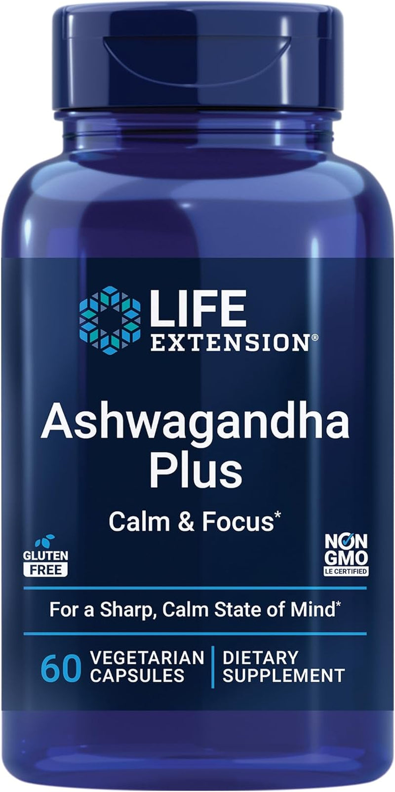 Ashwagandha plus Calm & Focus, Ashwagandha Extract, Spearmint Extract, Focus, Attention, Relaxation, Advanced Formula, 60 Vegetarian Capsules