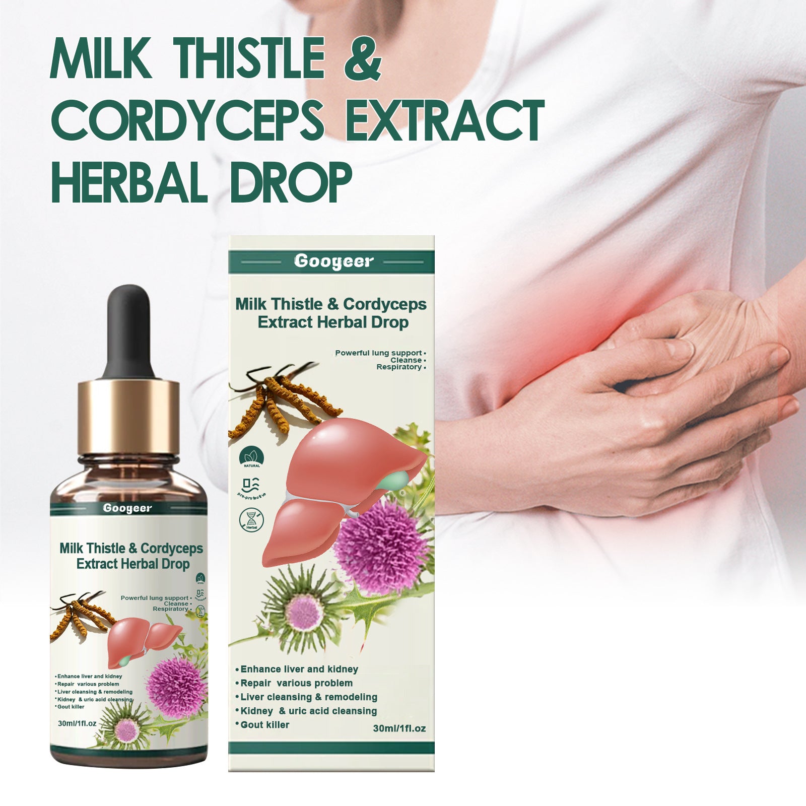 Milk Thistle Cordyceps Sinensis Drops Relieve Body Fatigue Care Essential Oil