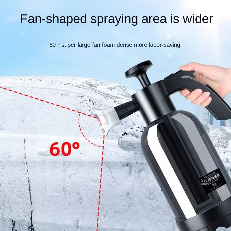 "2L Hand Pump Foam Sprayer - Versatile Foam Cannon with 3 Nozzle Types for Ultimate Car Wash & Window Cleaning!"