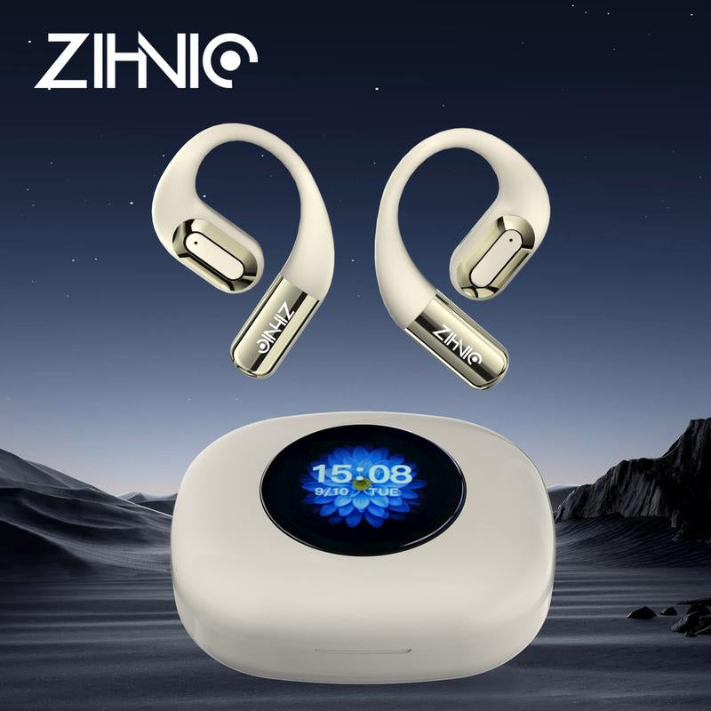 ZIHNIC True Wireless Open Ear Earbuds,Bluetooth 5.4,35Hours Playtime,Lpx5 Waterproof,Ows Headphones Lmmersive Premiumsound Long Distance Connection Headset Withcharging Case,Light-Weight Headphones Built-Inmicrophone Audio Electronic