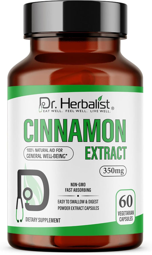 Cinnamon Extract/Extracto De Canela/Cinnamon Supplements (60 Capsules, 350Mg), Fast Absorbing, Vegetarian - Digestive Health