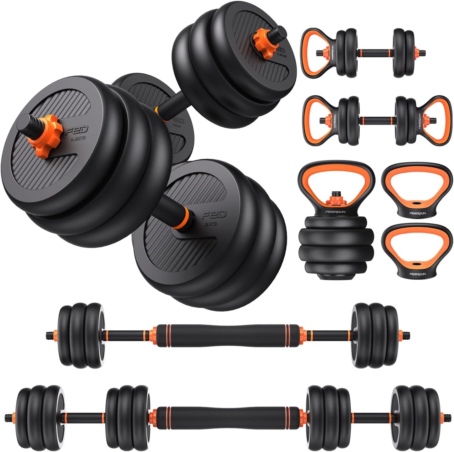 Adjustable Dumbbells, 20/30/40/50/60/70/90Lbs Free Weight Set with Connector, 4 In1 Dumbbells Set Used as Barbell, Kettlebells, Push up Stand, Fitness Exercises for Home Gym Suitable Men/Women