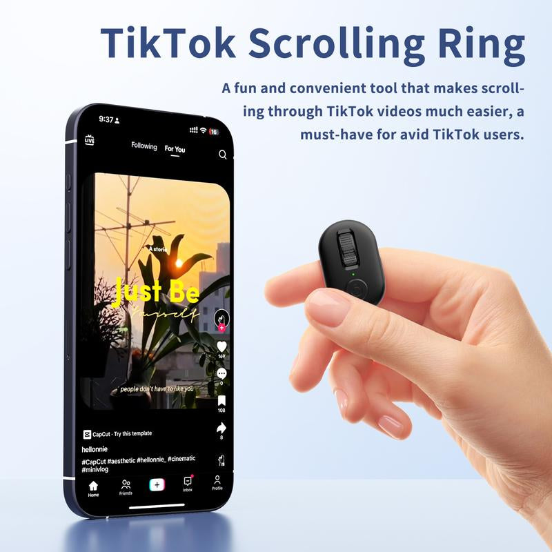 Kinmates Must-Have Tiktok Scrolling Remote Control Ring: Enhance Your Viewing Experience – Bluetooth Page Turner for Iphone, Ipad, Ios, and Android