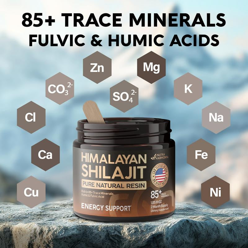 Himalayan Shilajit Pure Natural Resin - Lab Tested in USA - Supplement for Men, Women | 85+ Trace Minerals & Fulvic Acid Complex | Pure Energy