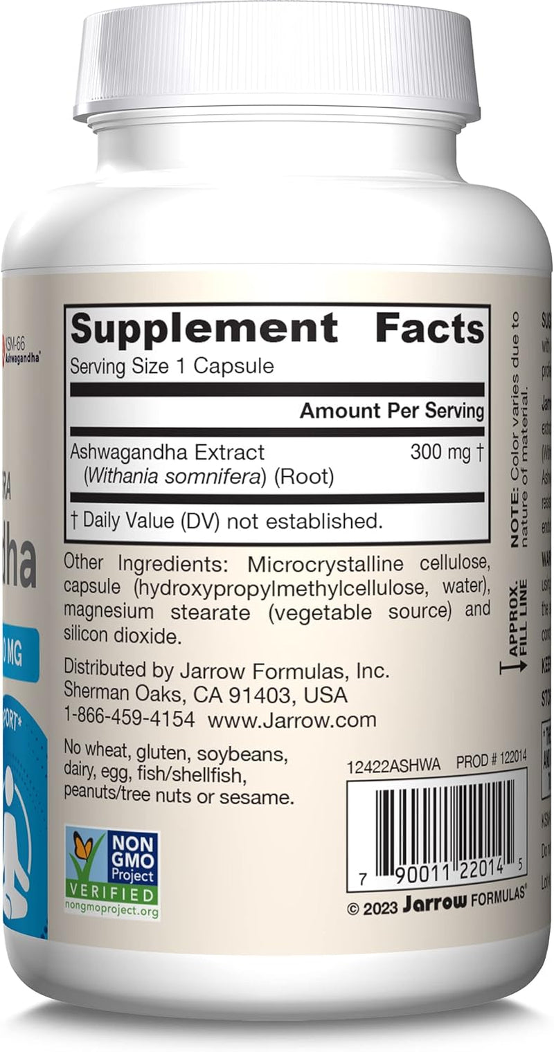 Ashwagandha Capsules, 300 Mg Supplement Supports Normalized Resistance to Mental and Physical Stress, 120 Veggie Capsules, 60 Day Supply