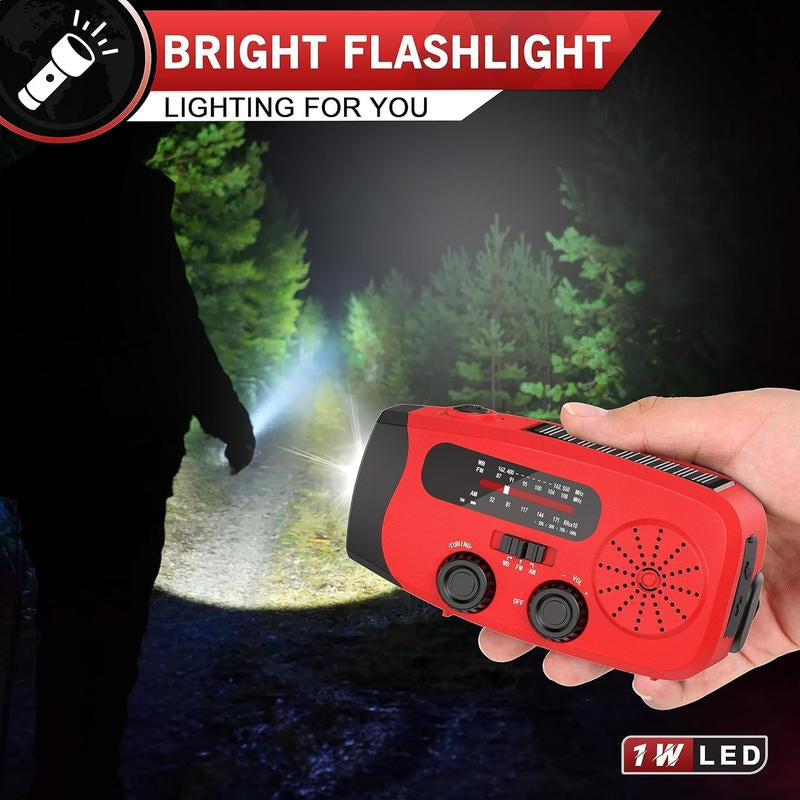 2000Mah Solar Hand Crank Emergency Radio, AM/FM/NOAA with LED Flashlight, for Hurricane Preparedness & Outdoor Survival Solar Hand