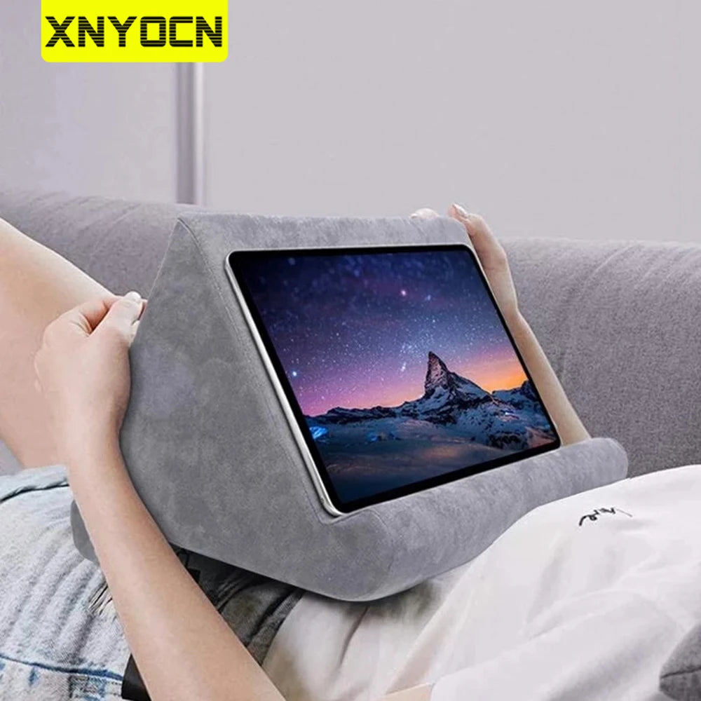 " Cozy Sponge Pillow Tablet Stand - Ultimate Support for iPad, Samsung, Huawei & More - Perfect for Bedside Reading!"