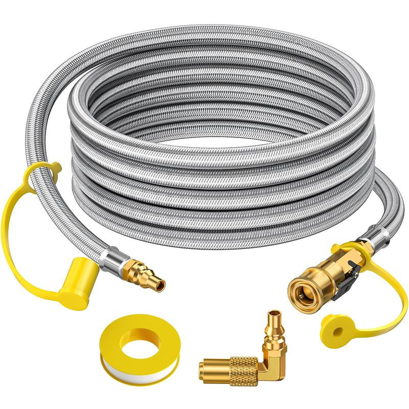 7FT/12FT/24FT RV Quick Connect Propane Hose with 1/4" Safety Shutoff Valve and 1/4" Male Full Flow Plug for 17" and 22" Blackstone Griddles