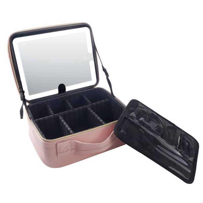 Makeup Bag Travel Makeup Bag Makeup Storage Box Handheld Single Layer 6-Plate with LED Tri Color Change Light Large Capacity Multi Layer Portable Travel Makeup Bag Easy to Clean and Durable Waterproof and Dustproof Multi Functional Multi Layer