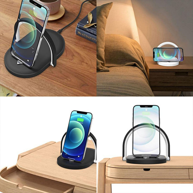 3 in 1 Foldable Wireless Charger Night Light Wireless Charging Station Stonego LED Reading Table Lamp 15W Fast Charging Light