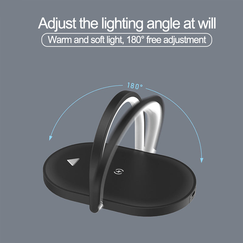 3 in 1 Foldable Wireless Charger Night Light Wireless Charging Station Stonego LED Reading Table Lamp 15W Fast Charging Light