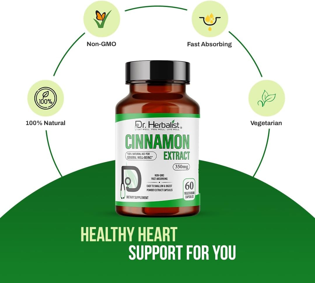 Cinnamon Extract/Extracto De Canela/Cinnamon Supplements (60 Capsules, 350Mg), Fast Absorbing, Vegetarian - Digestive Health