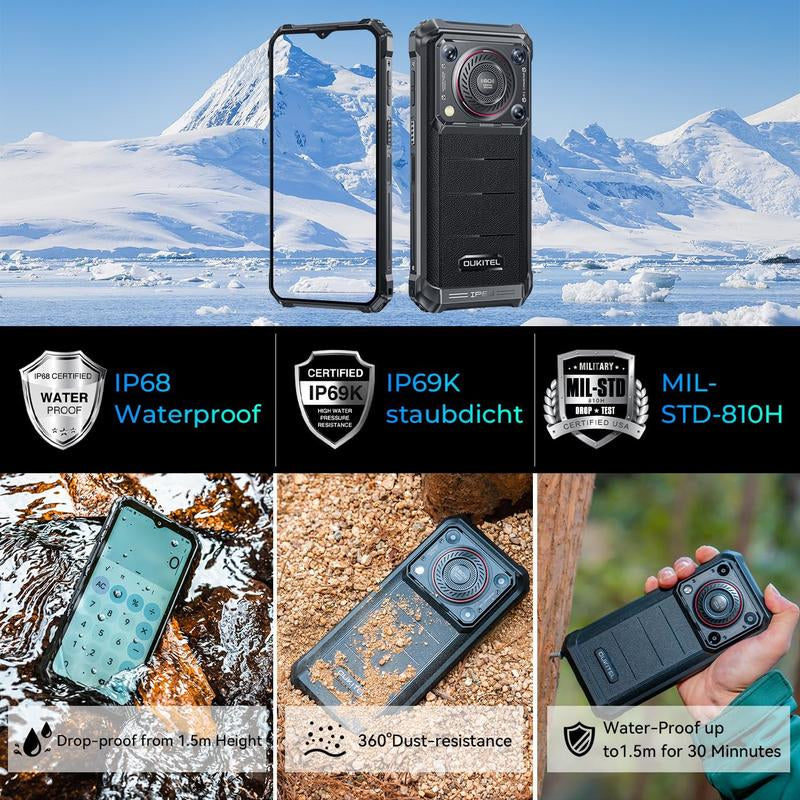 OUKITEL WP36 4G Rugged Smartphone - 10600Mah/15W Fast Charging, 16GB+128GB Unlocked Rugged Phone, 128Db Loud Speaker, Android 13, 13MP+5MP Camera, Nfc/Dual Sim/Otg