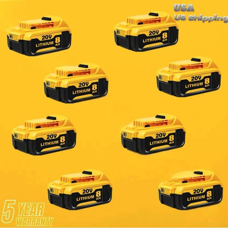 DCB200 8.0Ah Lithium Battery Replacement for Dewalt 20V Battery Max XR Cordless Tools DCB180 DCB206 DCB206-2 DCB200 DCB204 DCB204BT-2 DCB203 DCB201 DCB207