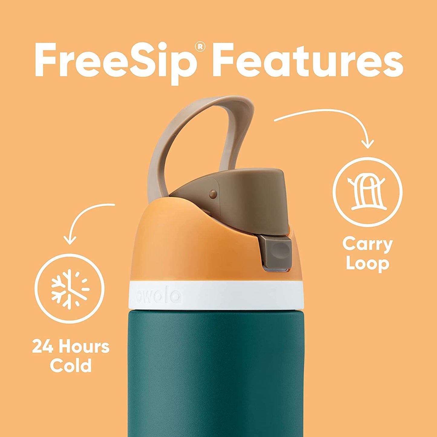 Freesip Insulated Stainless Steel Water Bottle with Straw for Sports and Travel, Bpa-Free, 24-Oz, Shy Marshmallow