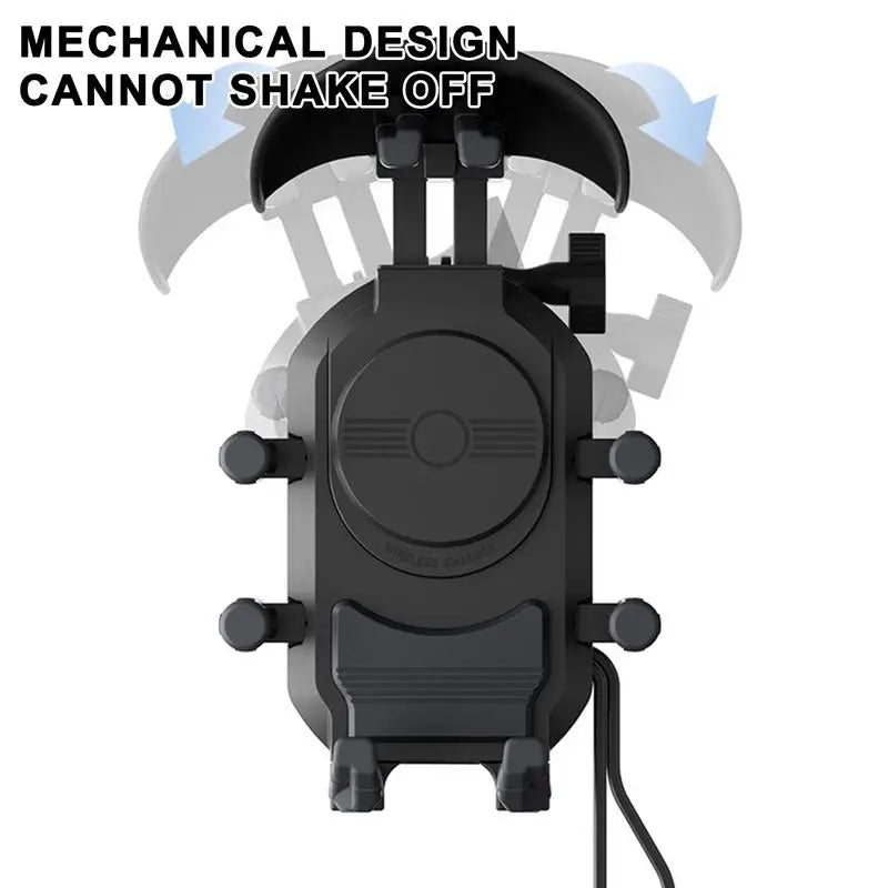 Motorcycle Phone Mount with Charger anti Vibration Moto Wireless Charger Mobile Phone Rack 360 Rotating Moto Support Cellphone